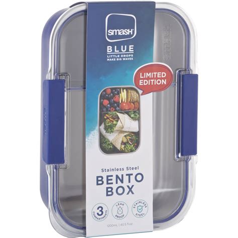 smash blue stainless steel meal box|Smash Stainless Steel Bento Lunch Box, 3 Compartments, Sage.